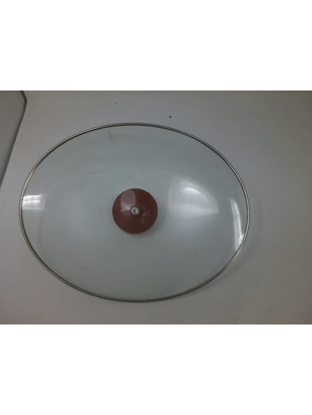Glass Pot Lid with Red Handle, 11-12 Inch Diameter
